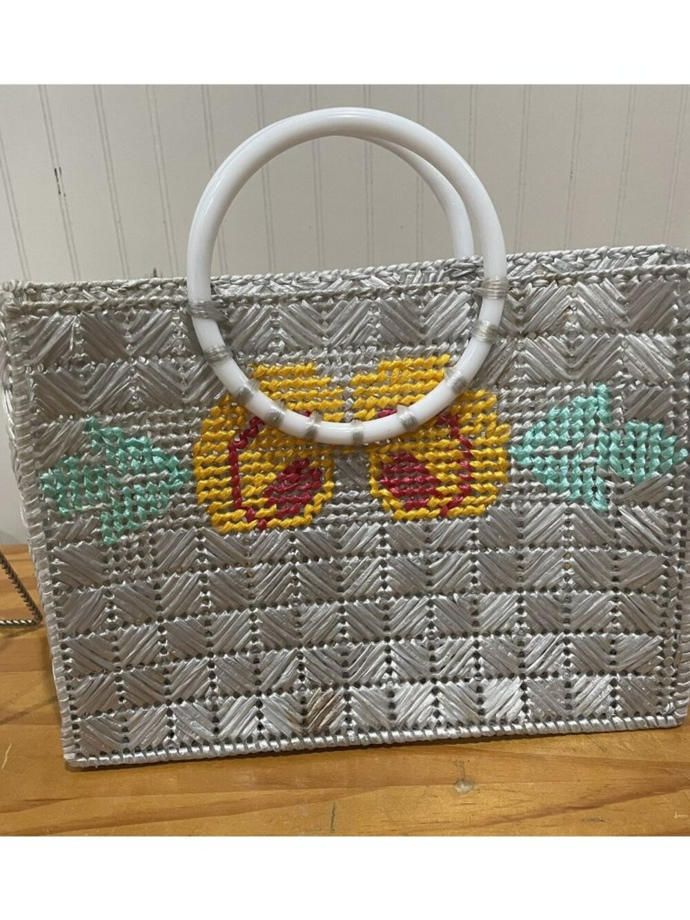 OWL EYES PURSE HANDMADE WOVEN Silvery Gray